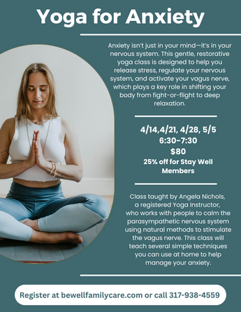 Yoga for Anxiety Class Series - April 14, 21, 28 & May 5